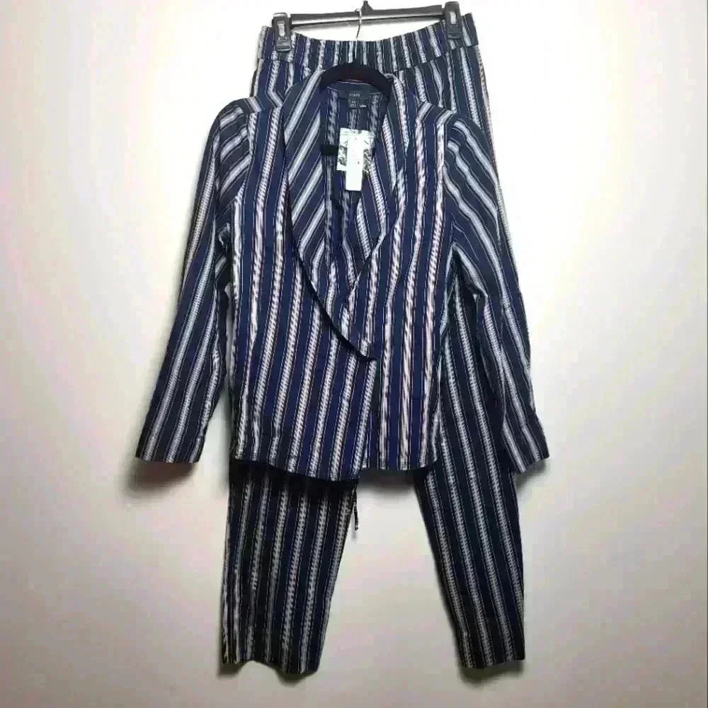 J. CREW NWT Stripped Wrap Jacket and Pant Set Size XSmall